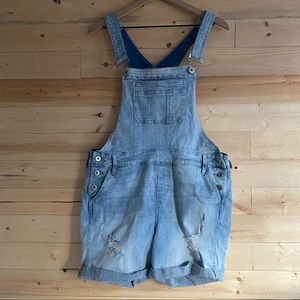Torrid size 14 distressed light wash overall shorts